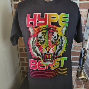Akademiks Hype Beast Tiger Rainbow Graphic Black T-Shirt Size Large Unisex